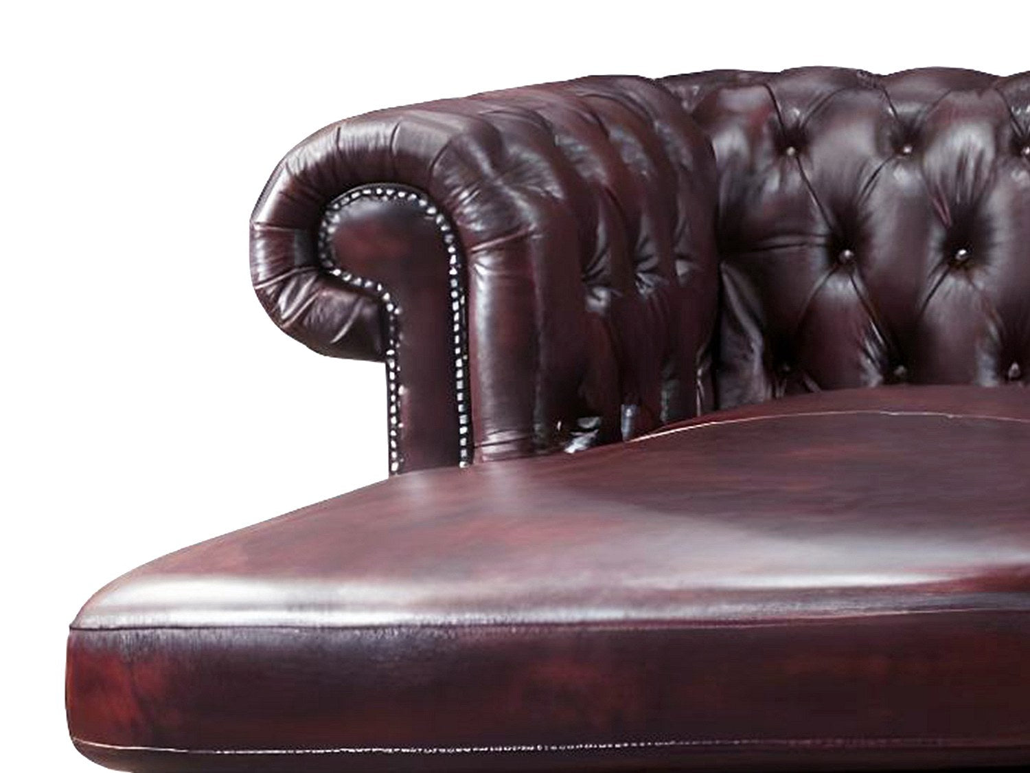 Canapé Chesterfield angle rouge cuir - Brenton