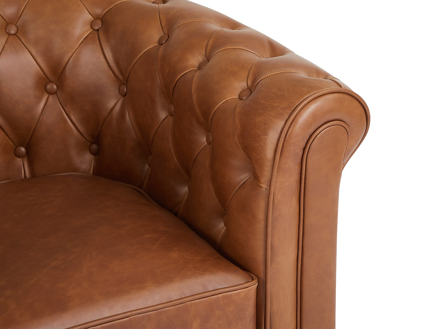 Canapé Chesterfield droit 3 places marron cuir