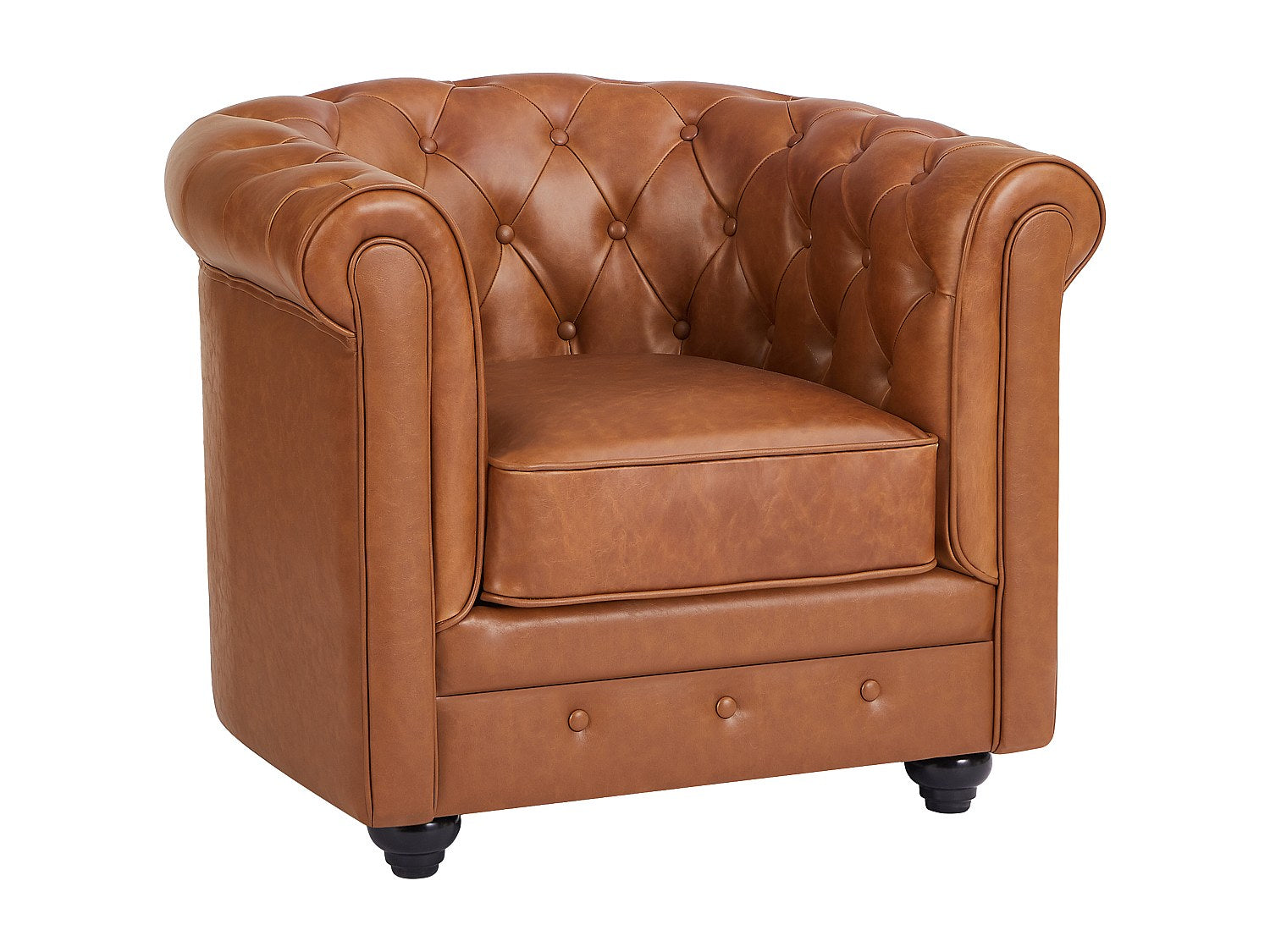 Fauteuil Chesterfield marron cuir