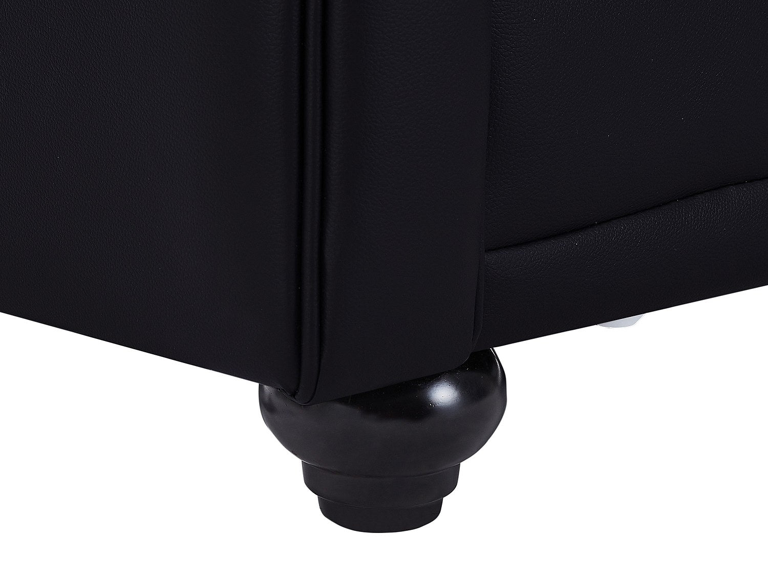 Canapé Chesterfield droit 2 places noir simili cuir
