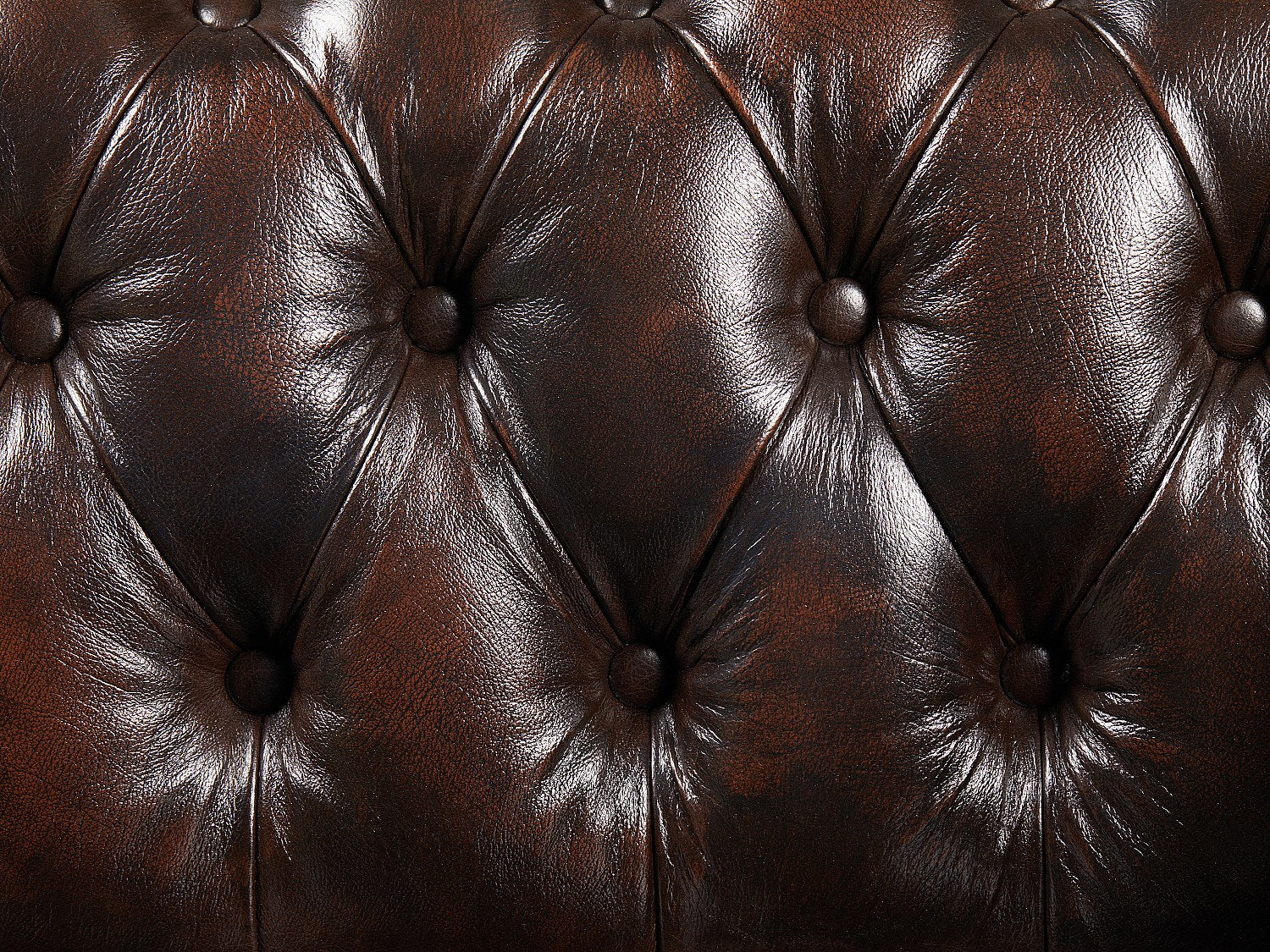 Canapé Chesterfield droit 3 places marron cuir - Brenton
