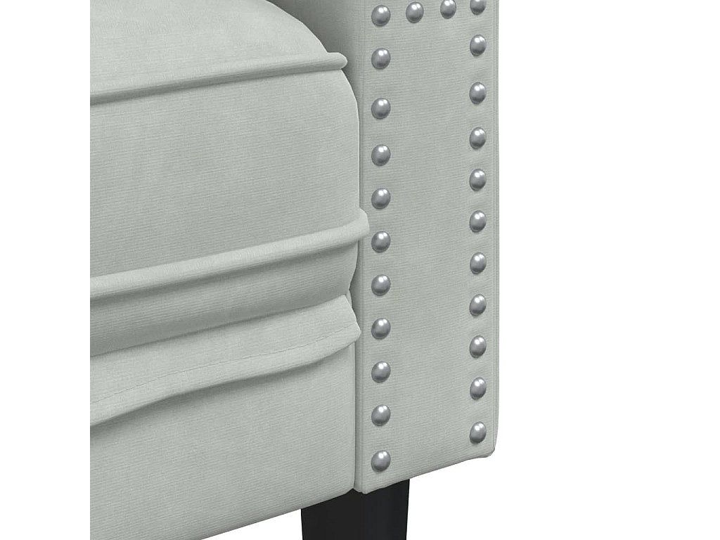 Canapé Chesterfield droit 3 places gris velours