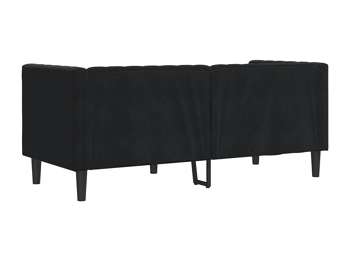 Canapé Chesterfield droit 2 places noir velours