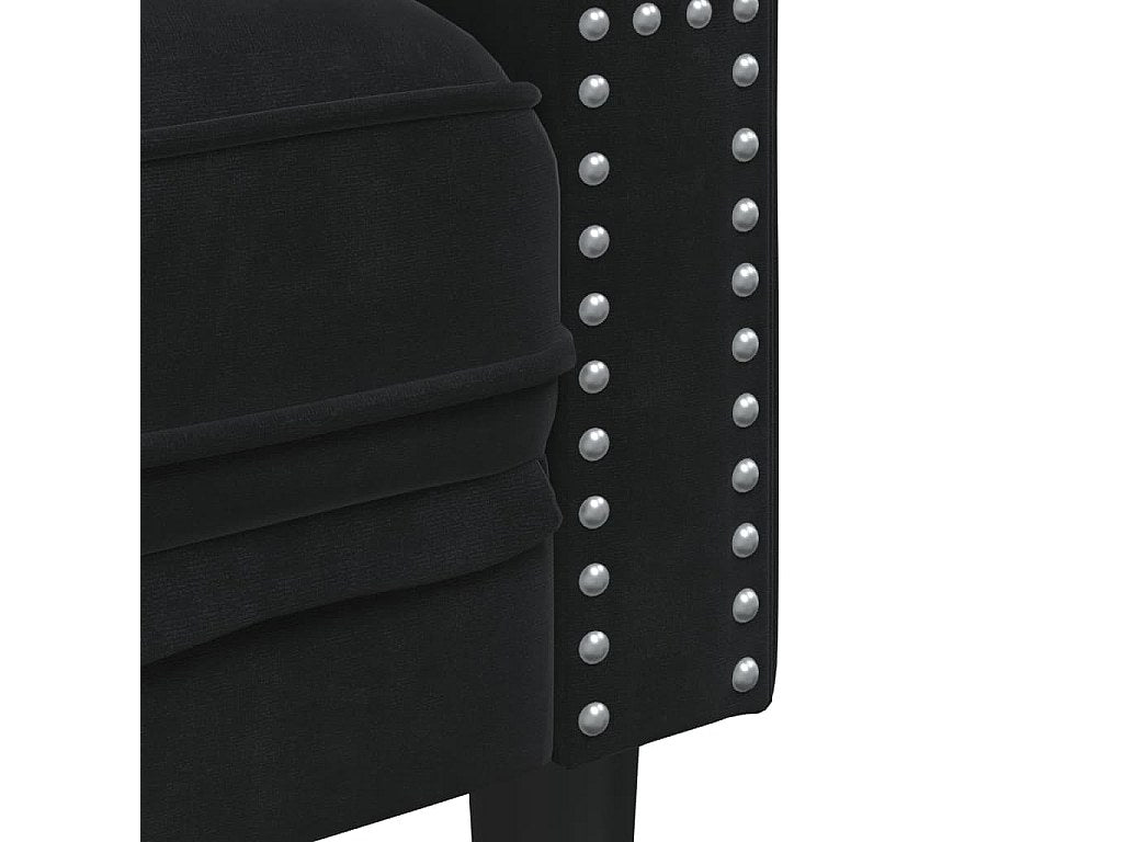 Canapé Chesterfield droit 2 places noir velours