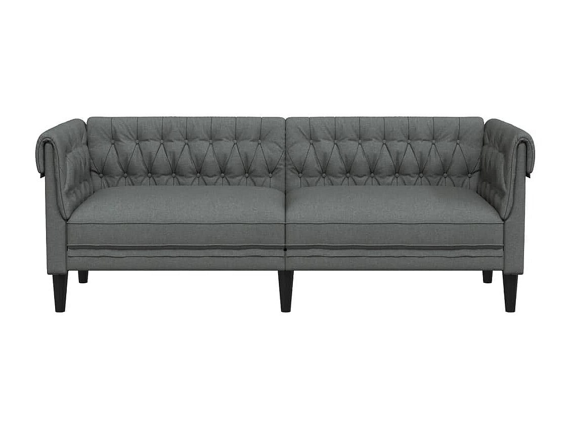 Canapé Chesterfield droit 3 places gris tissu