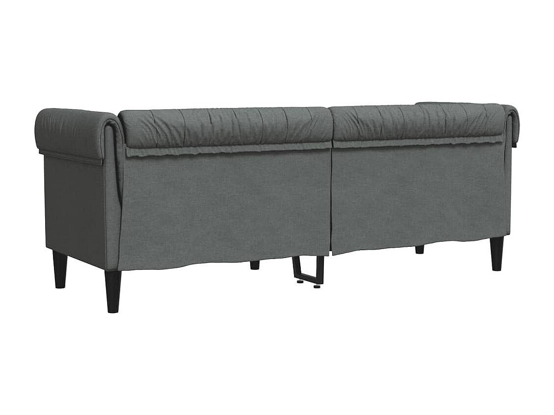 Canapé Chesterfield droit 3 places gris tissu