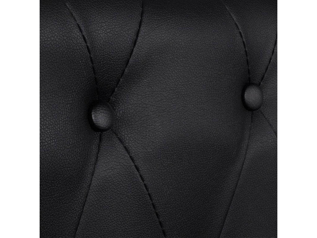 Canapé Chesterfield droit 3 places noir simili cuir