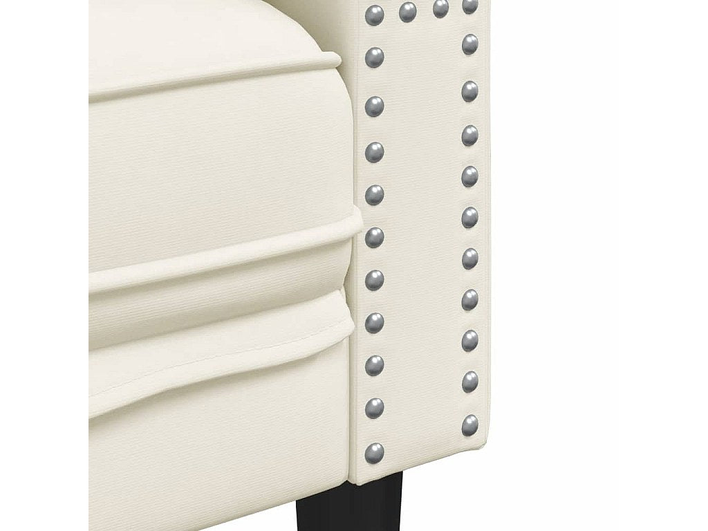 Canapé Chesterfield droit 3 places beige velours