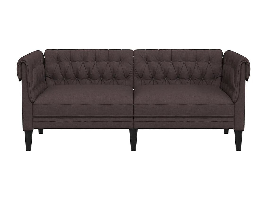 Canapé Chesterfield droit 2 places marron tissu