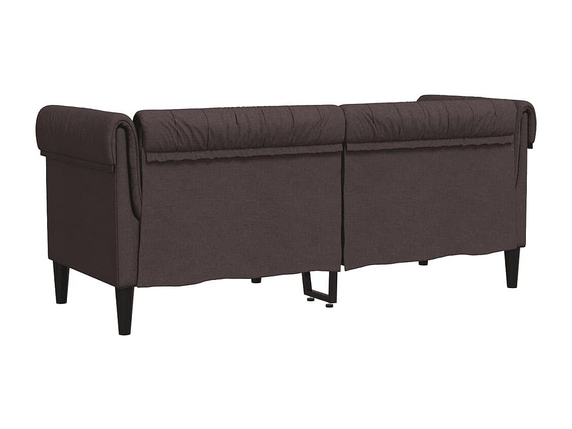 Canapé Chesterfield droit 2 places marron tissu