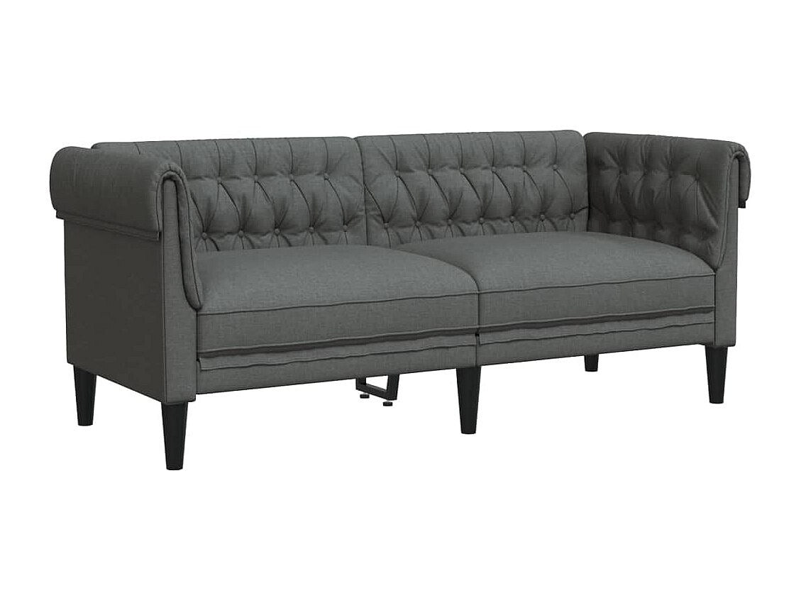 Canapé Chesterfield droit 2 places gris tissu