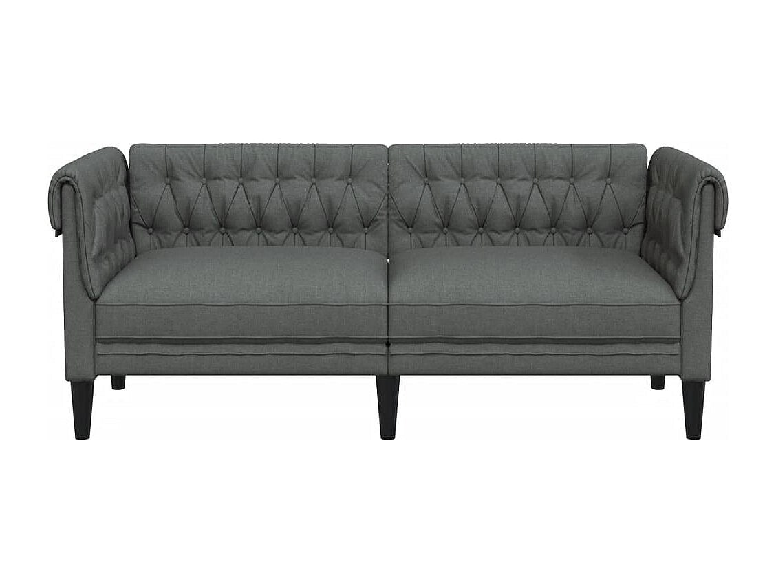 Canapé Chesterfield droit 2 places gris tissu