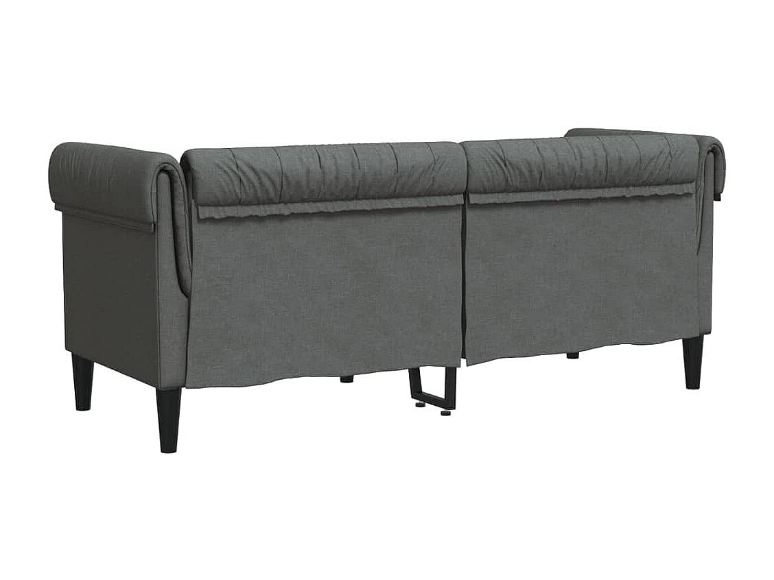 Canapé Chesterfield droit 2 places gris tissu