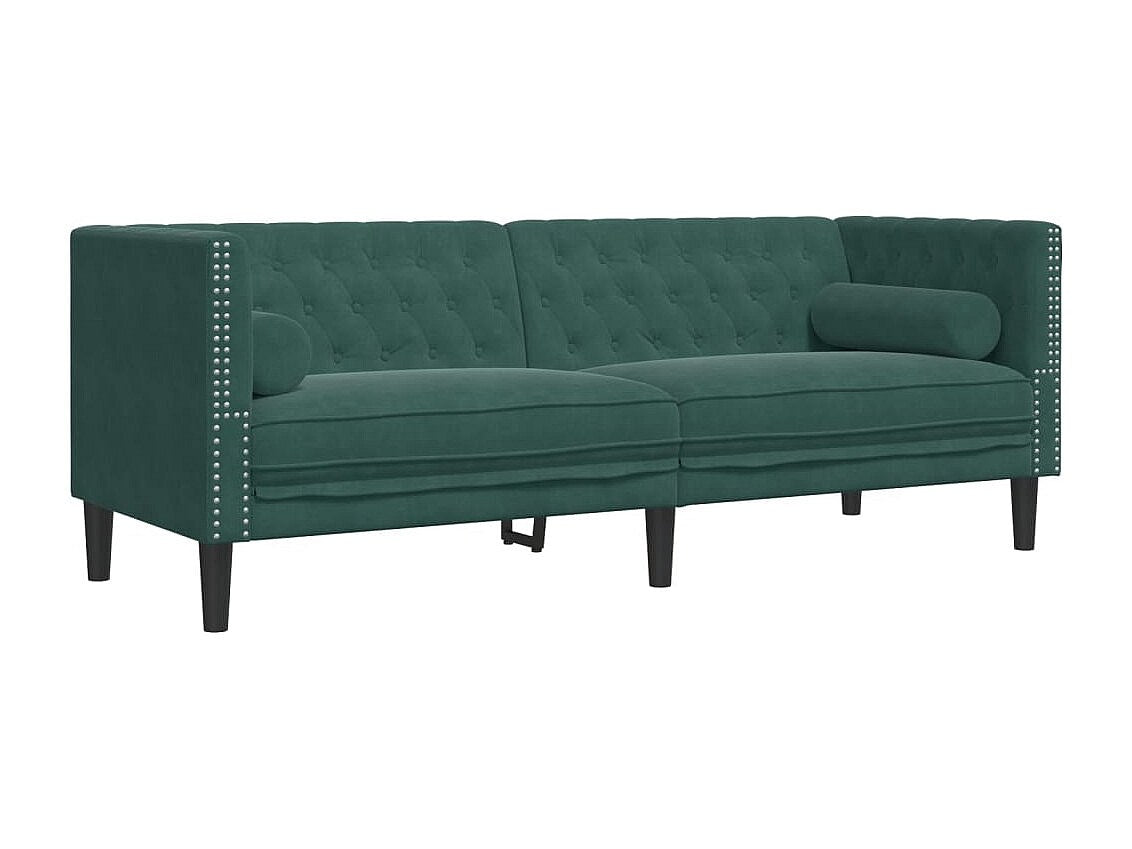 Canapé Chesterfield droit 3 places vert velours