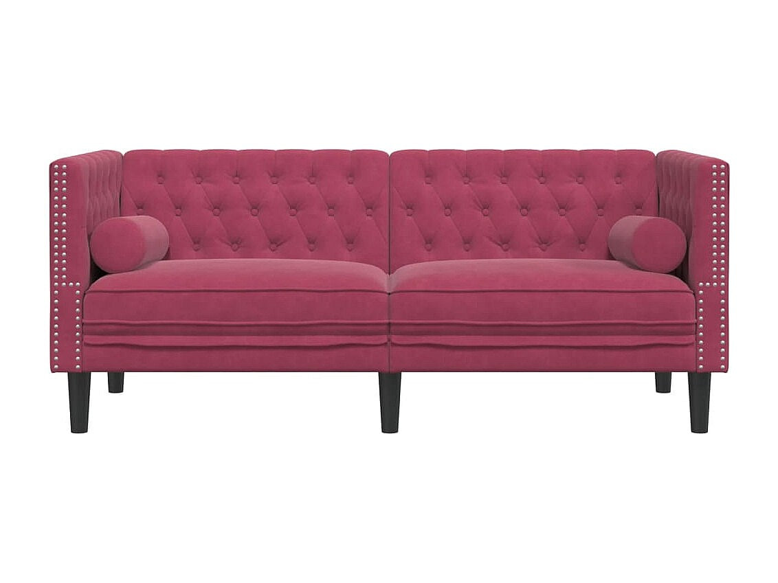 Canapé Chesterfield droit 2 places rouge velours