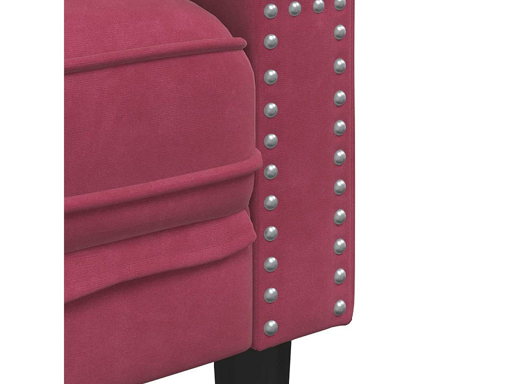 Canapé Chesterfield droit 2 places rouge velours