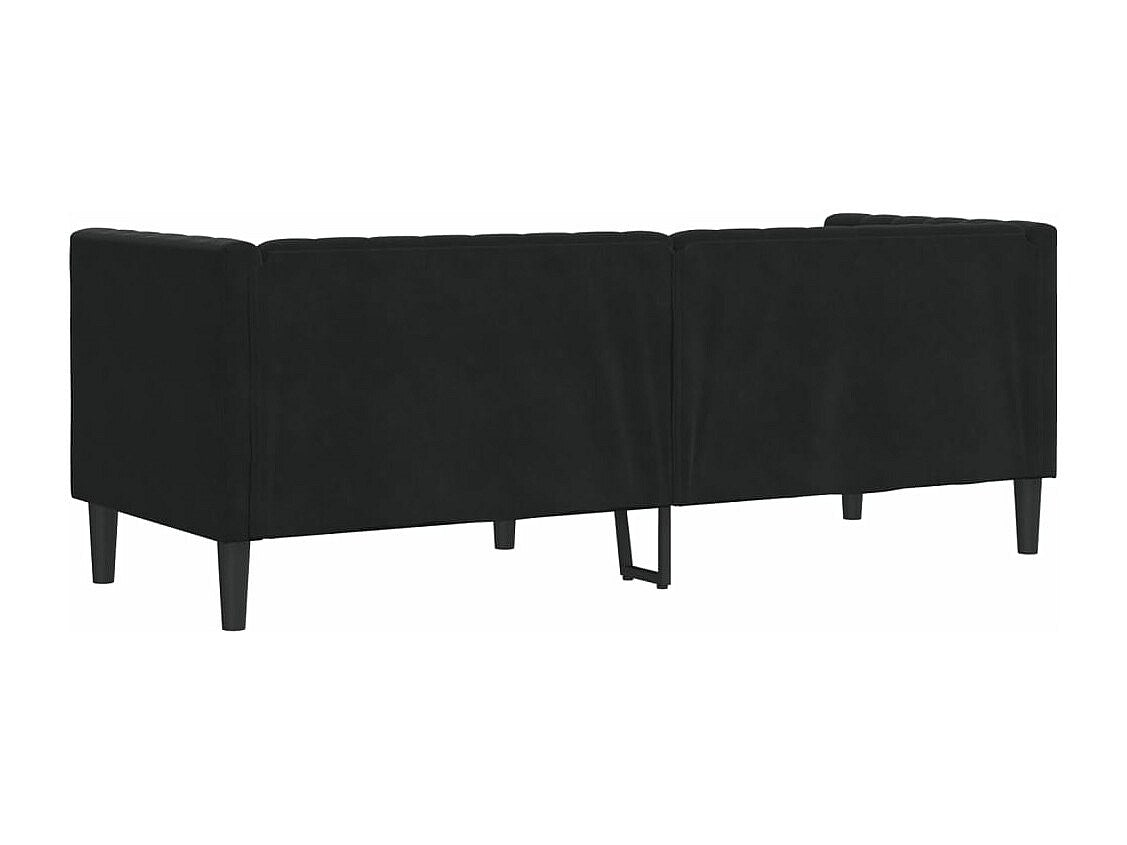 Canapé Chesterfield droit 3 places noir velours