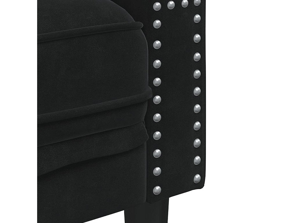 Canapé Chesterfield droit 3 places noir velours