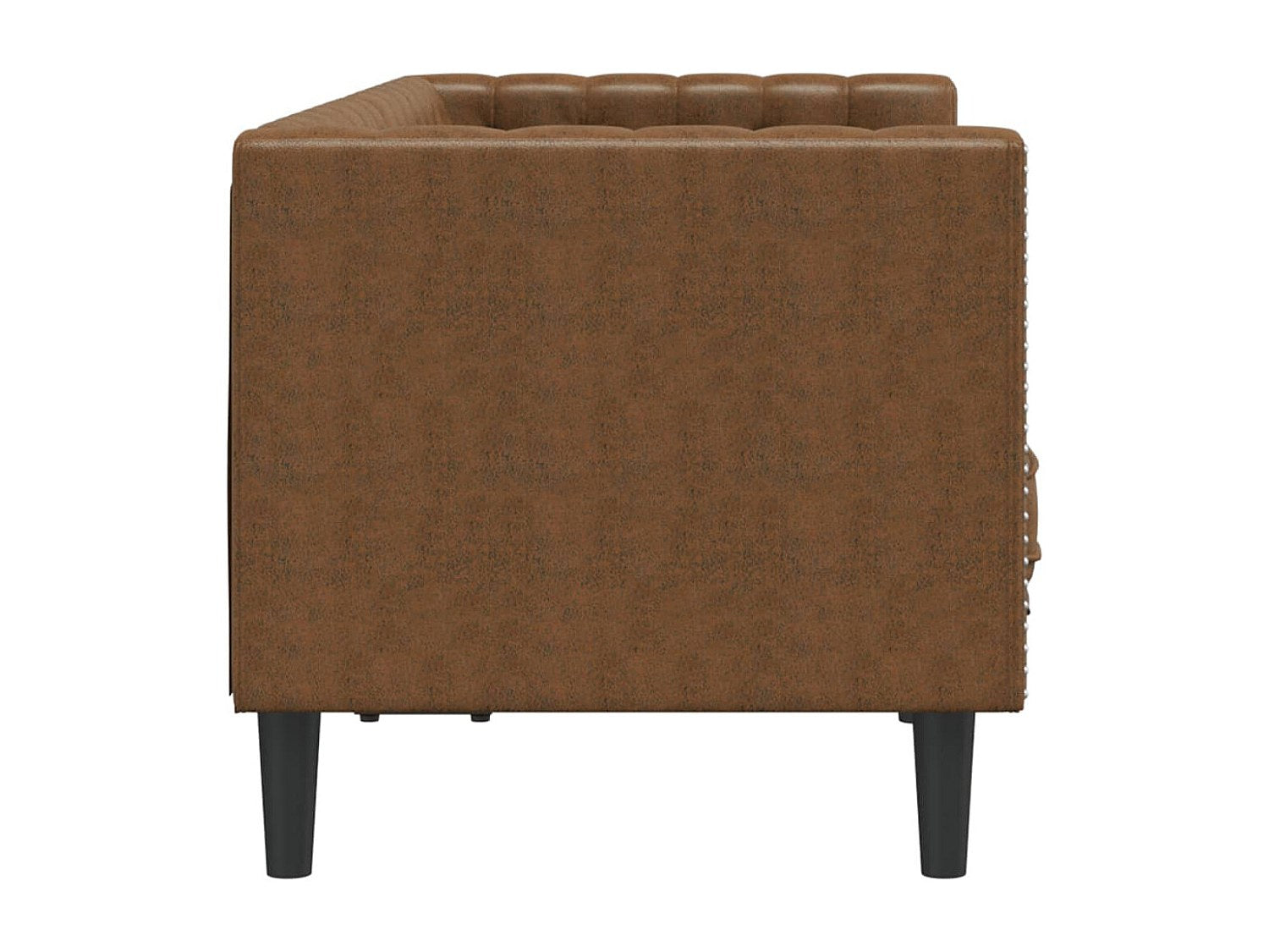 Canapé Chesterfield droit 2 places marron simili cuir