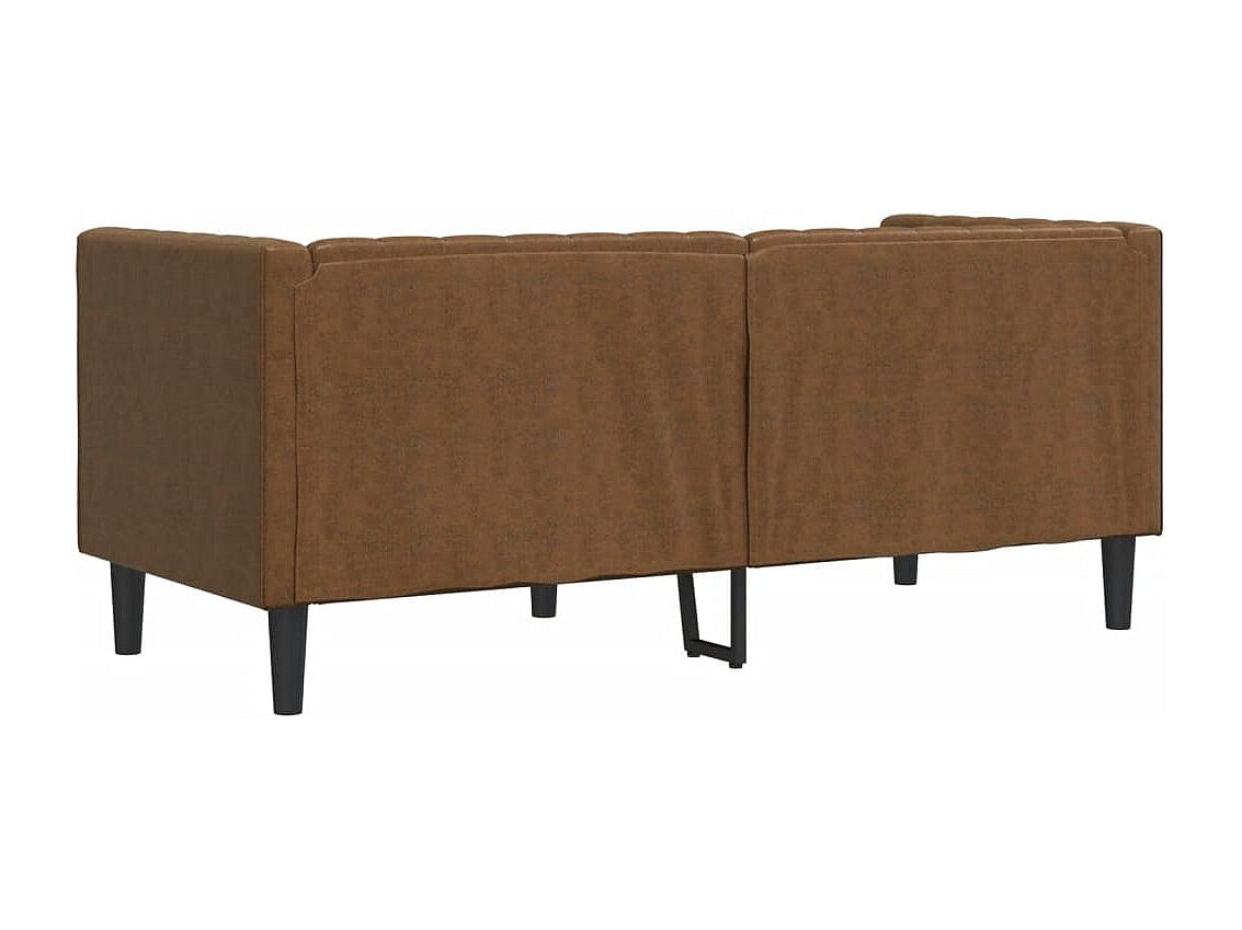 Canapé Chesterfield droit 2 places marron simili cuir