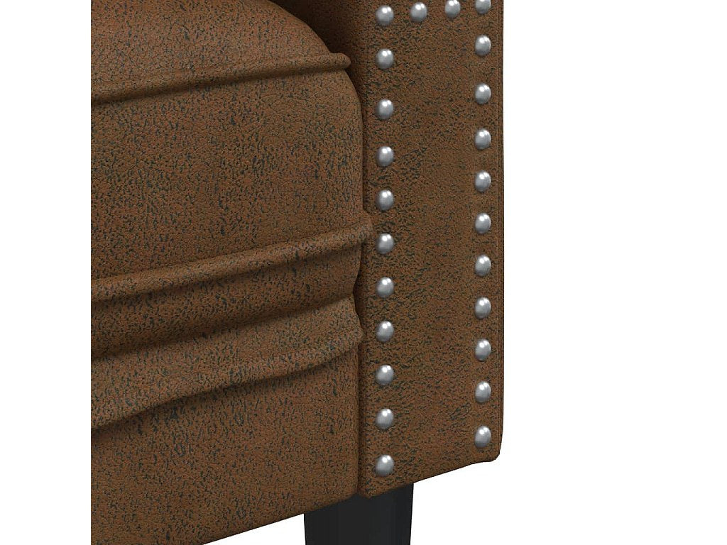 Canapé Chesterfield droit 2 places marron simili cuir