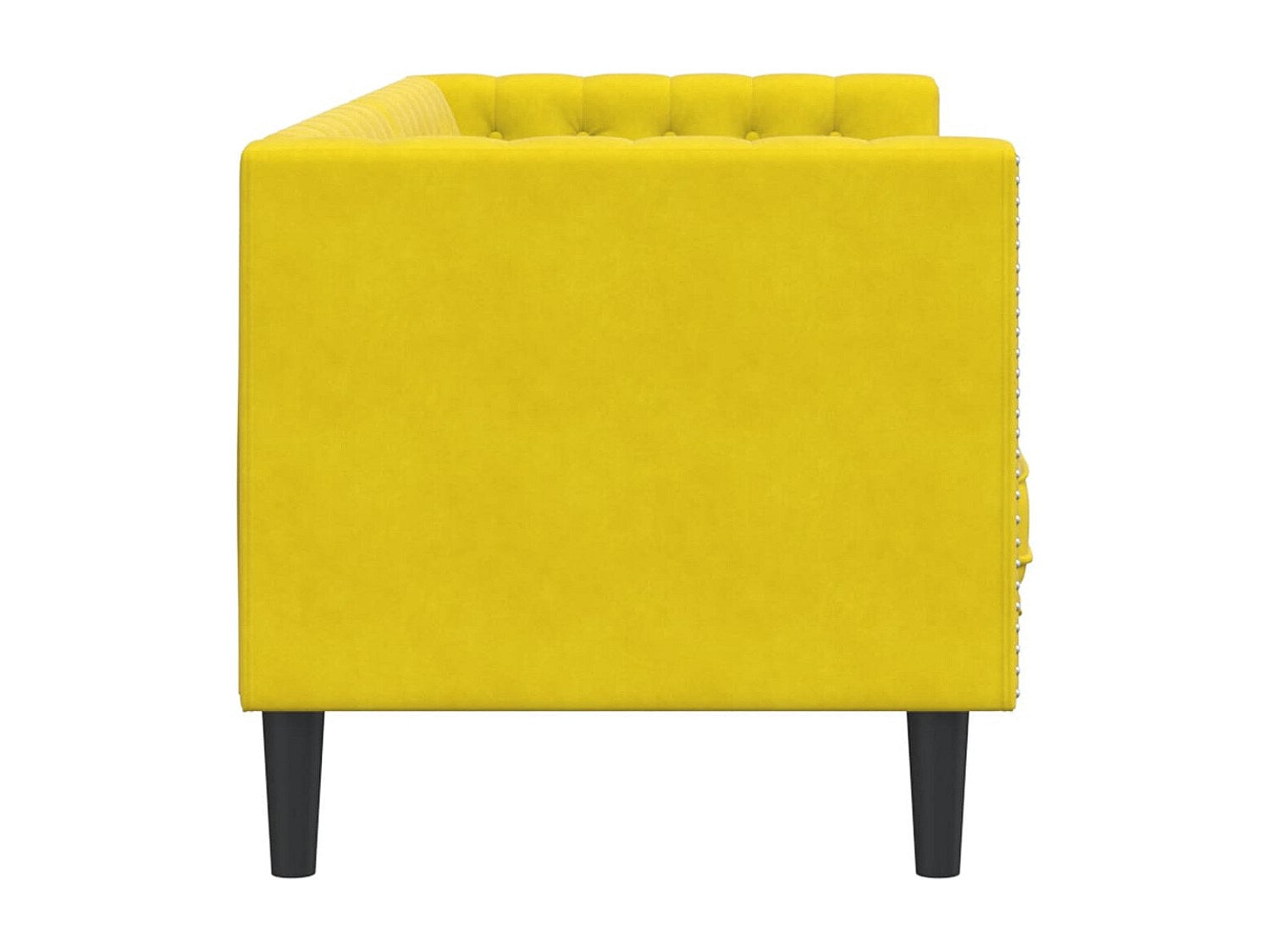 Canapé Chesterfield droit 3 places jaune velours