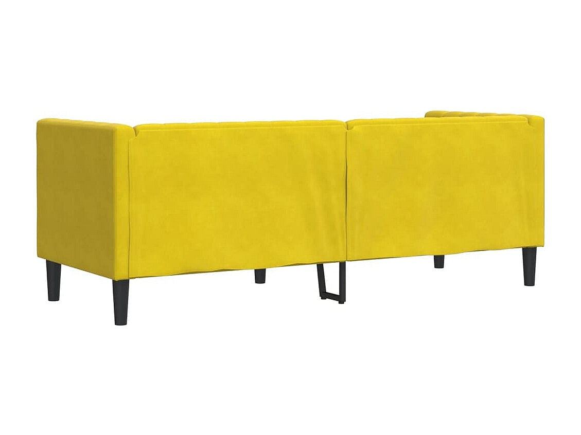 Canapé Chesterfield droit 3 places jaune velours