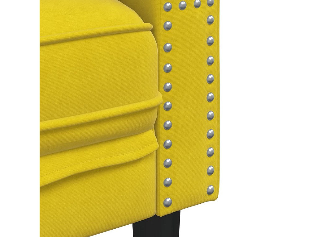 Canapé Chesterfield droit 3 places jaune velours