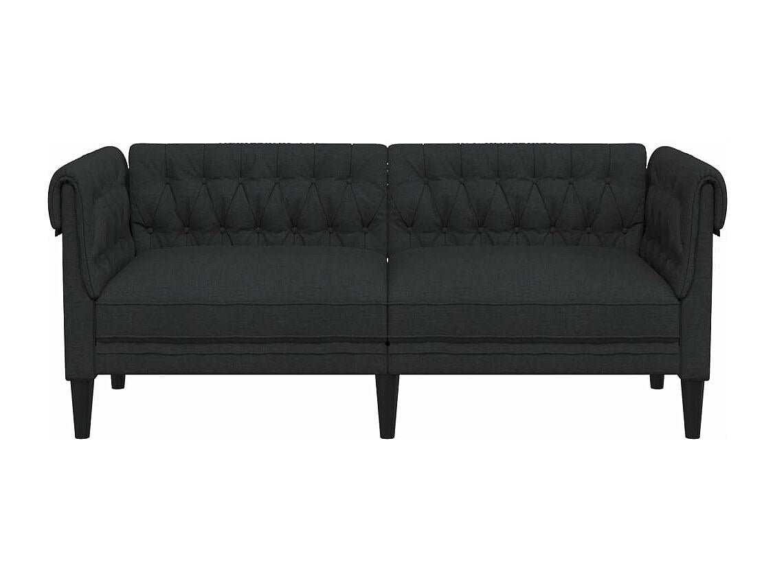 Canapé Chesterfield droit 2 places noir tissu