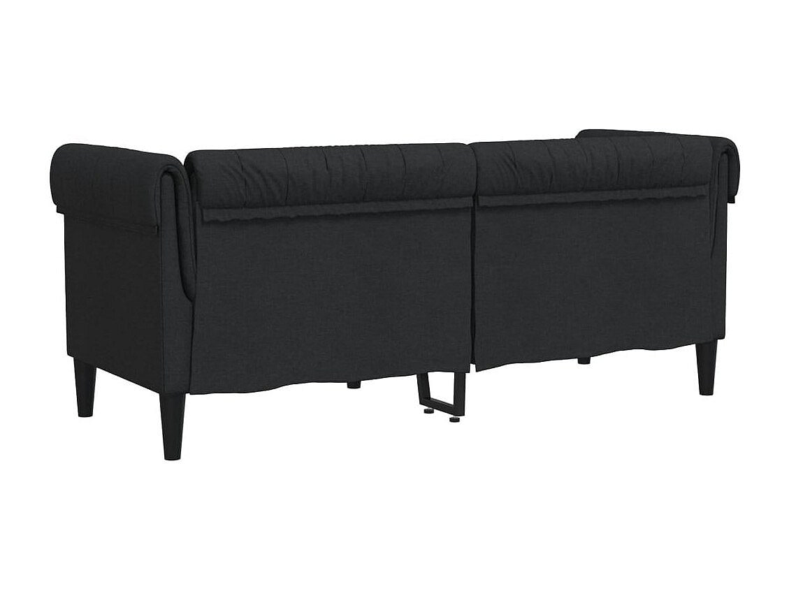 Canapé Chesterfield droit 2 places noir tissu