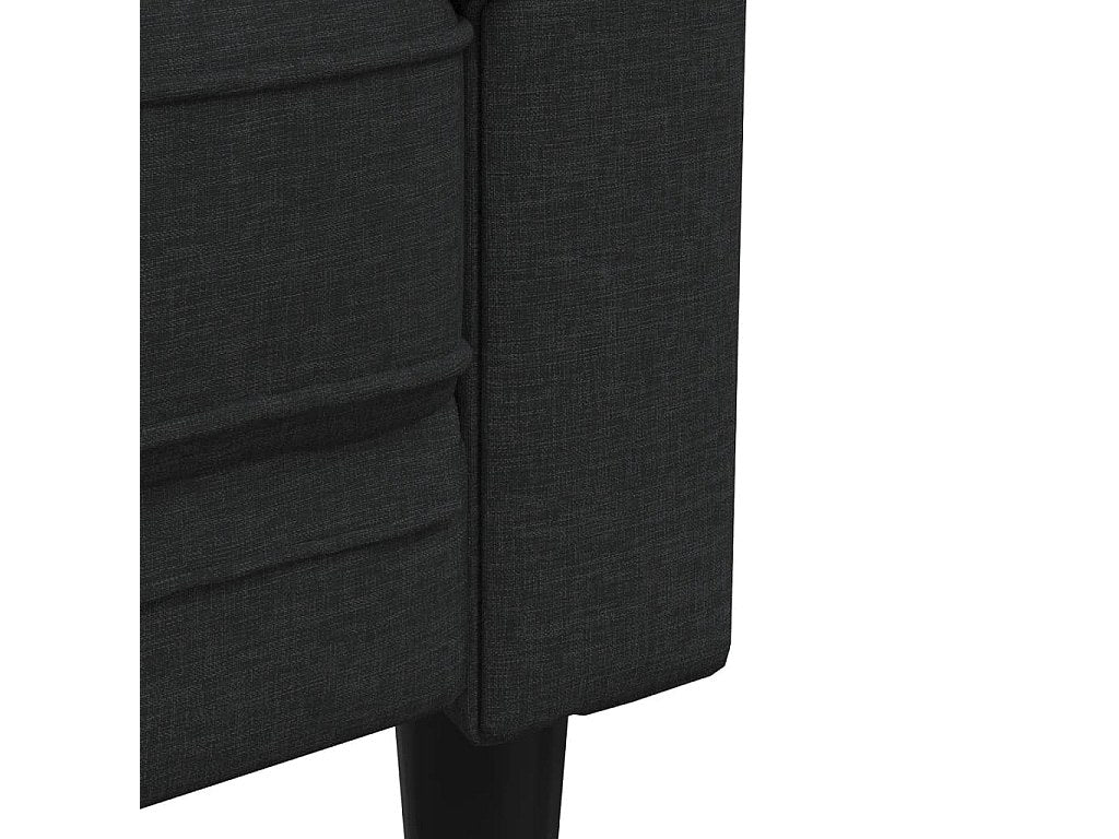 Canapé Chesterfield droit 2 places noir tissu