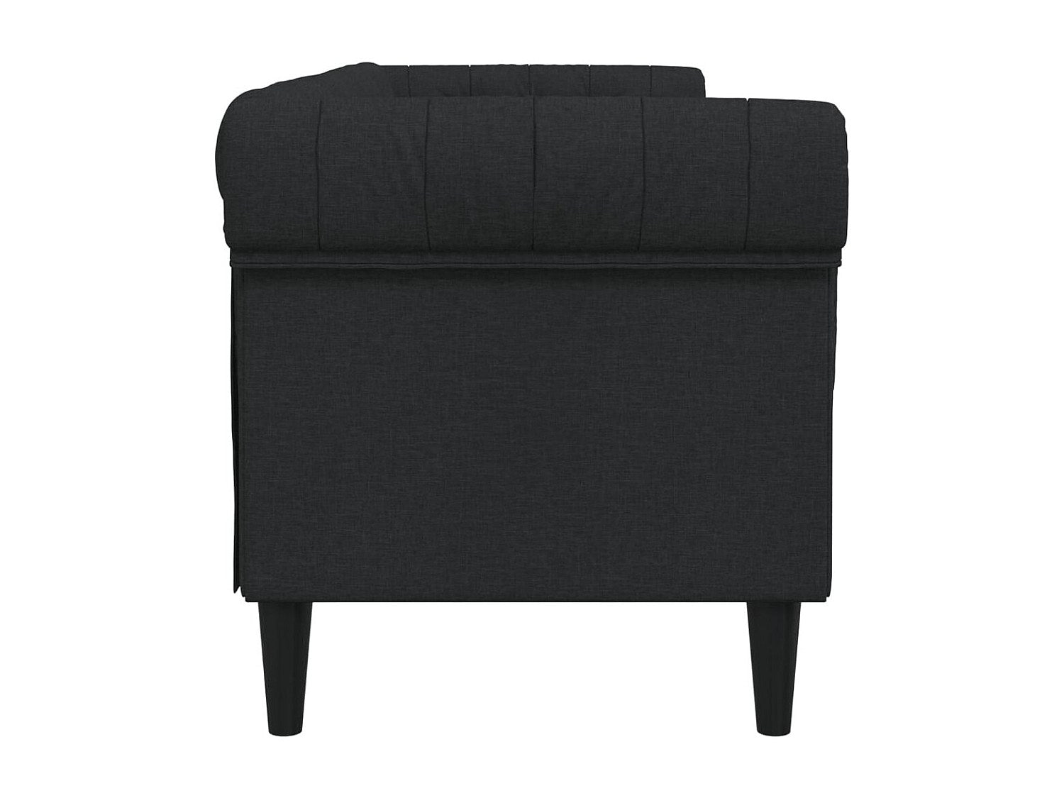 Canapé Chesterfield droit 3 places noir tissu