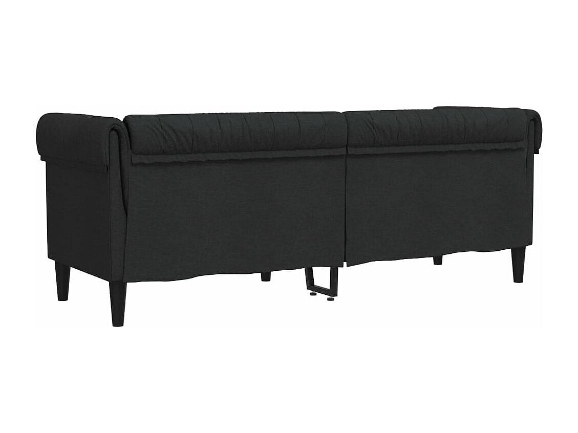 Canapé Chesterfield droit 3 places noir tissu