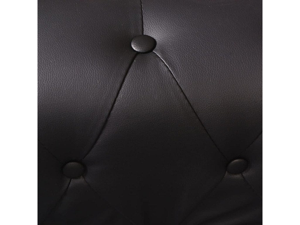 Canapé Chesterfield angle 5 places noir simili cuir