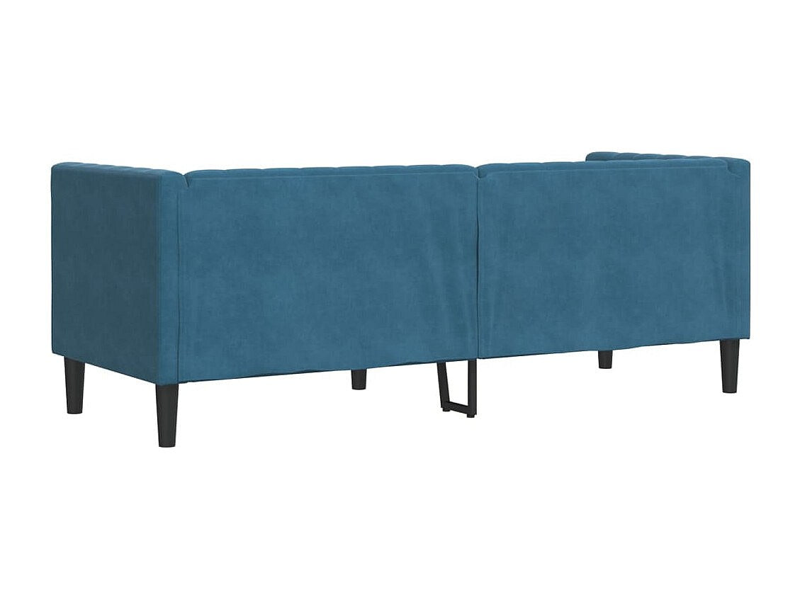Canapé Chesterfield droit 3 places bleu velours