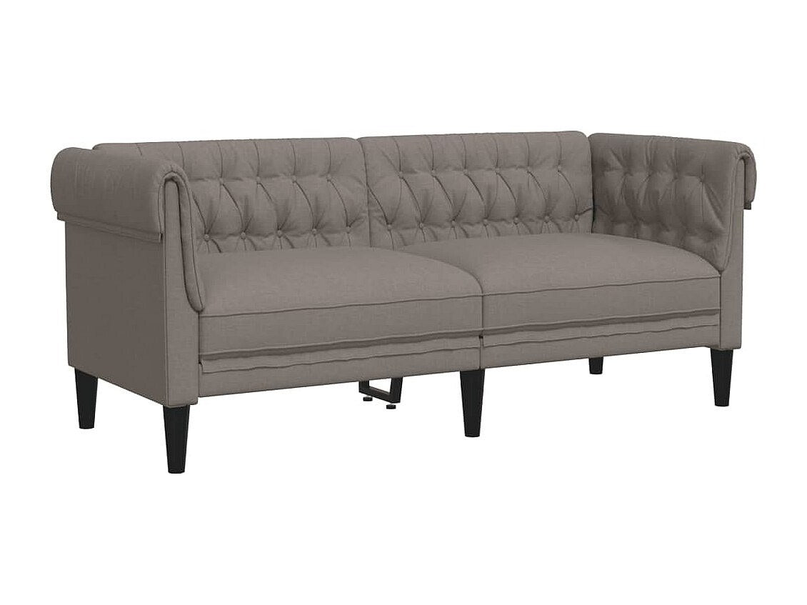 Canapé Chesterfield droit 2 places taupe tissu
