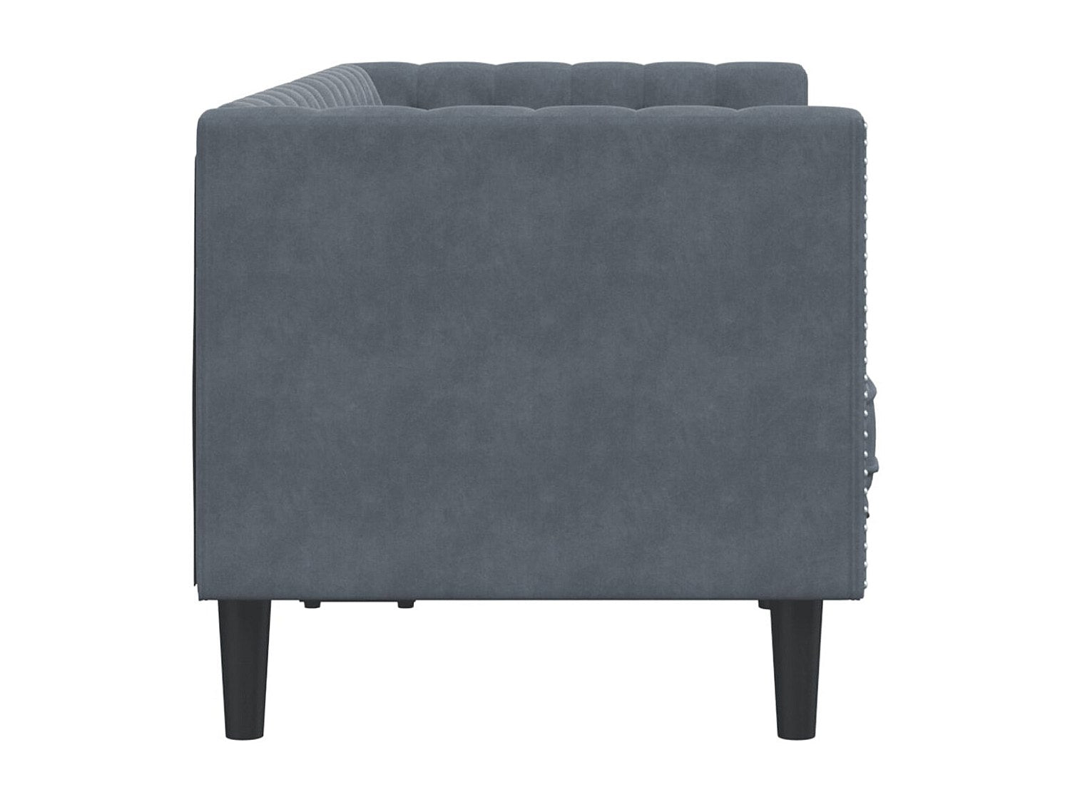 Canapé Chesterfield droit 2 places gris velours