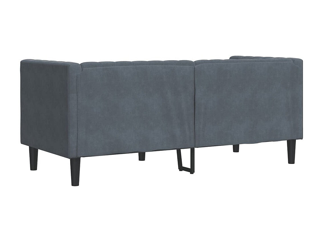 Canapé Chesterfield droit 2 places gris velours