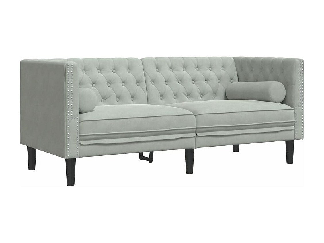 Canapé Chesterfield droit 2 places gris velours