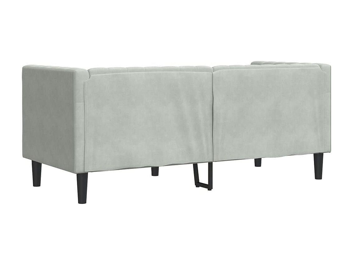 Canapé Chesterfield droit 2 places gris velours
