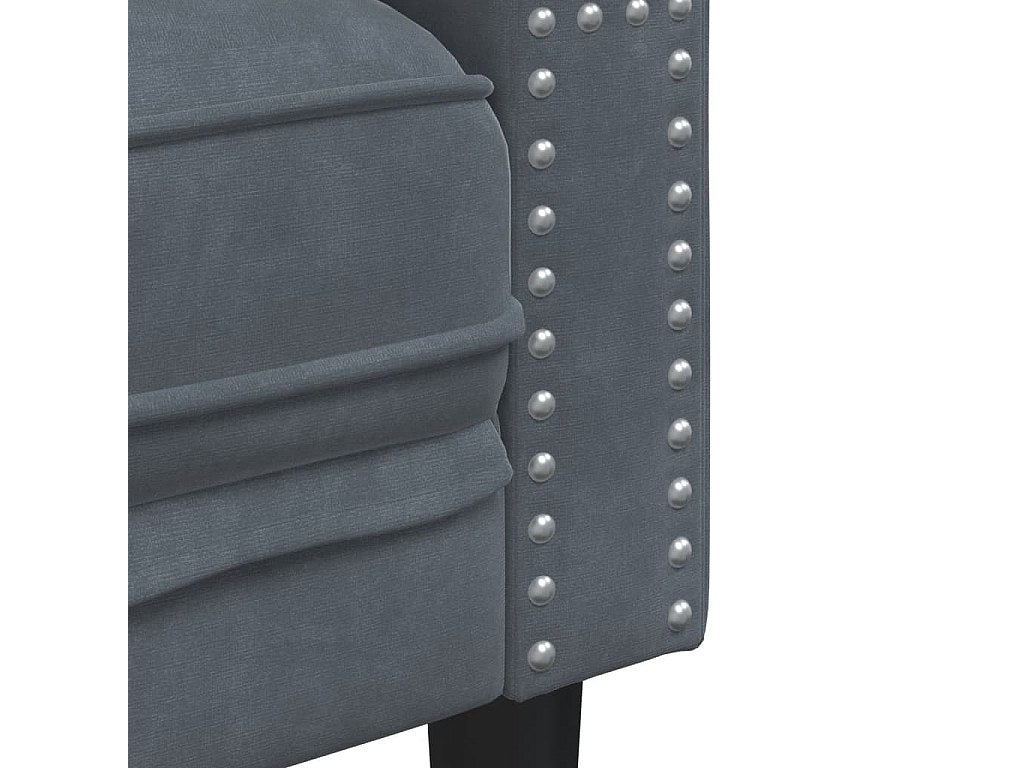 Canapé Chesterfield droit 3 places gris velours