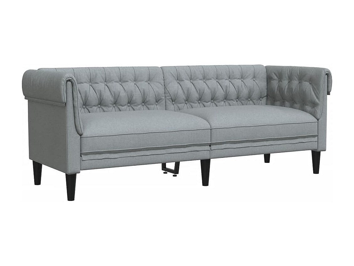Canapé Chesterfield droit 3 places gris tissu