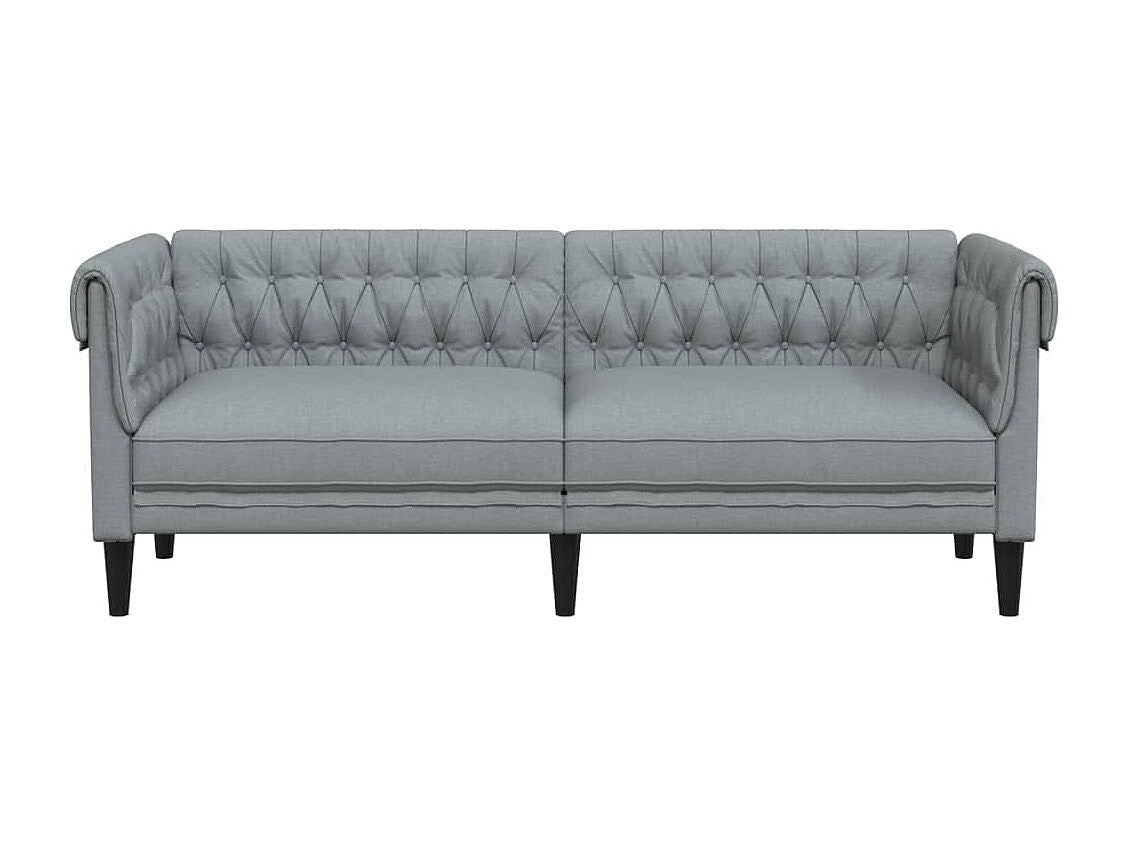 Canapé Chesterfield droit 3 places gris tissu