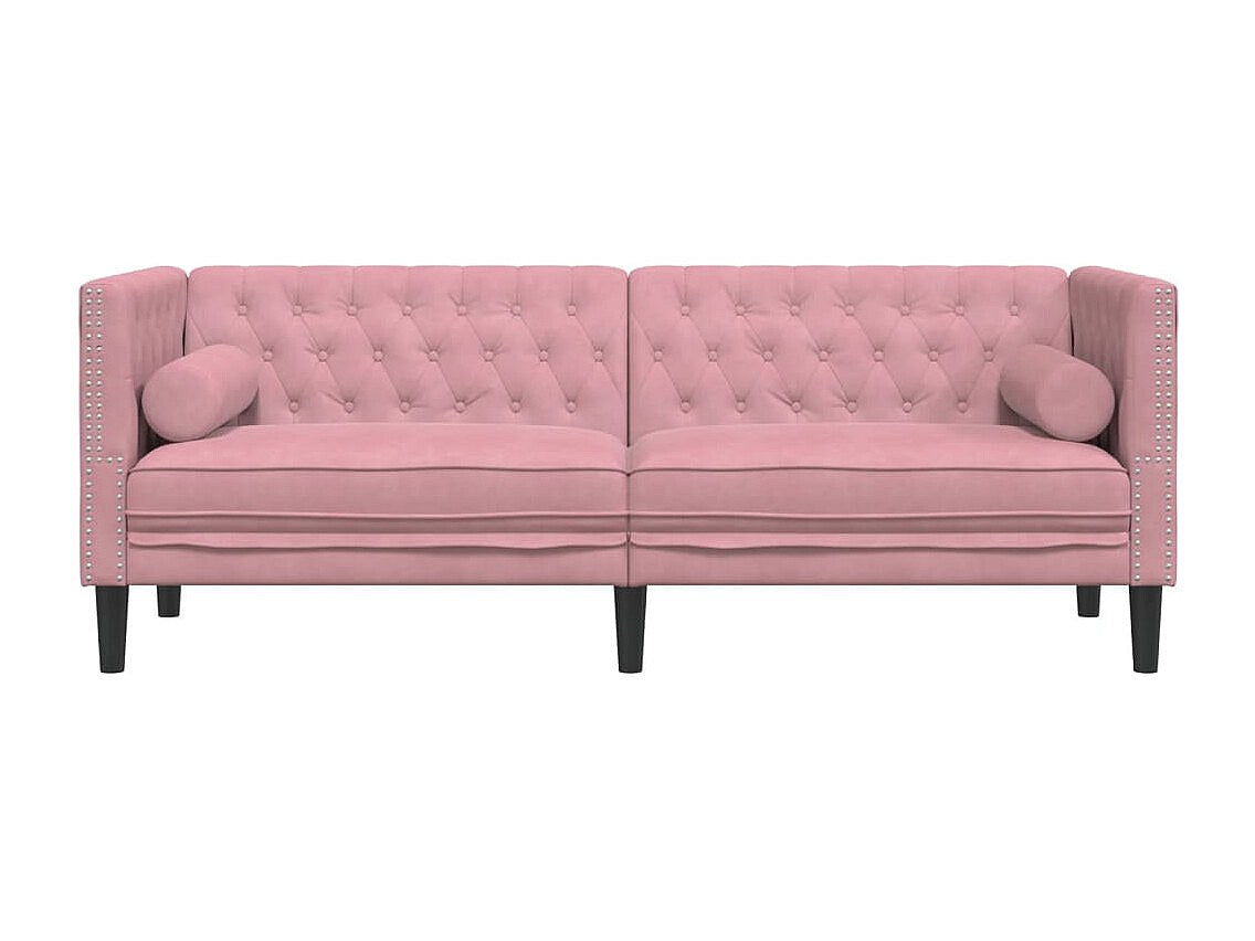 Canapé Chesterfield droit 3 places rose velours