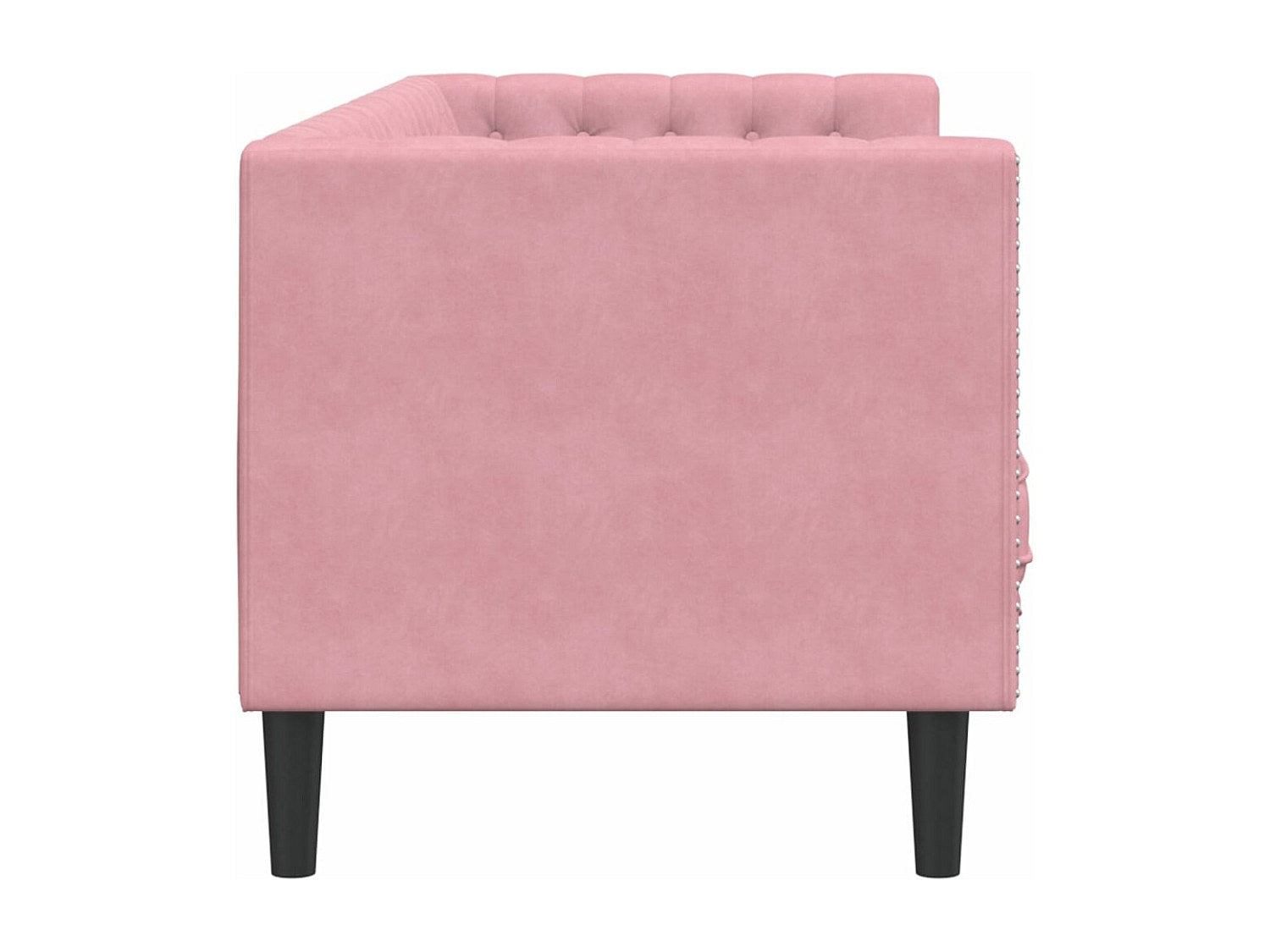 Canapé Chesterfield droit 3 places rose velours