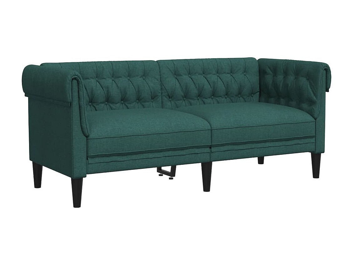 Canapé Chesterfield droit 2 places vert tissu