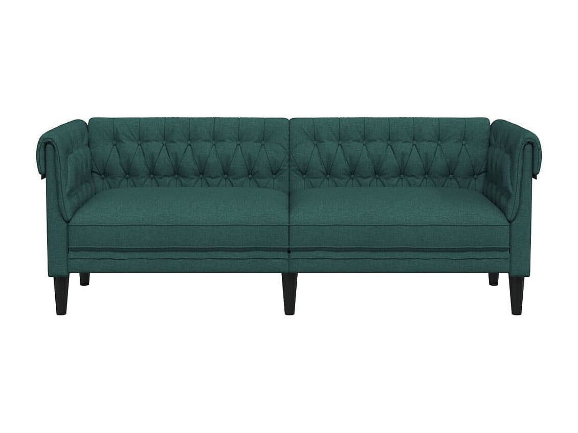 Canapé Chesterfield droit 3 places vert tissu