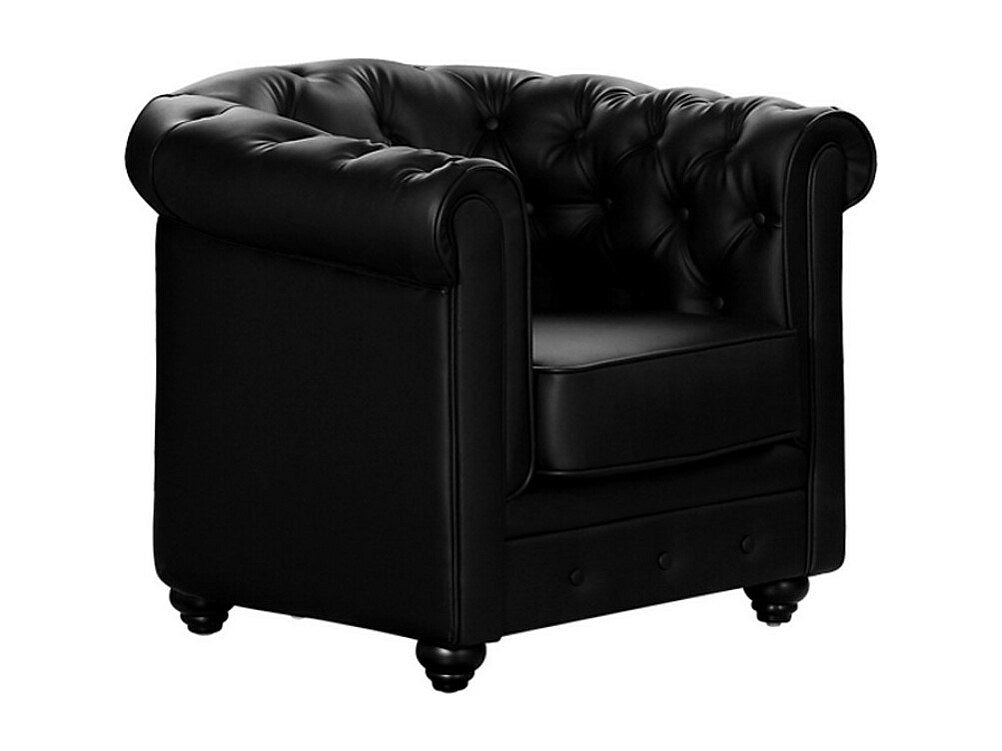 Lot de 2 fauteuils Chesterfield noir simili cuir