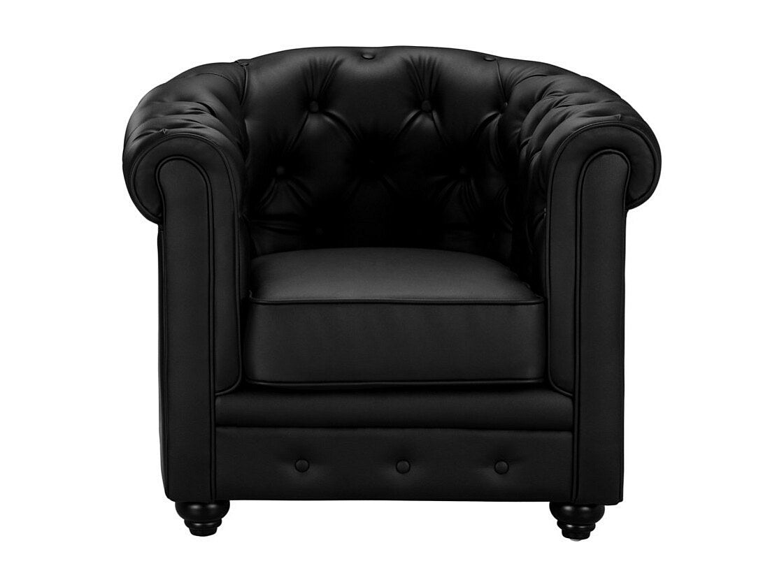 Lot de 2 fauteuils Chesterfield noir simili cuir