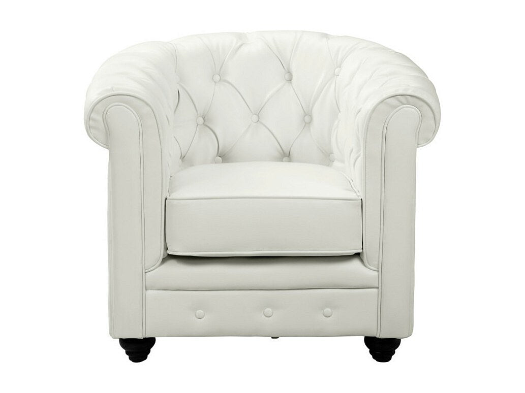 Lot de 2 fauteuils Chesterfield blanc simili cuir
